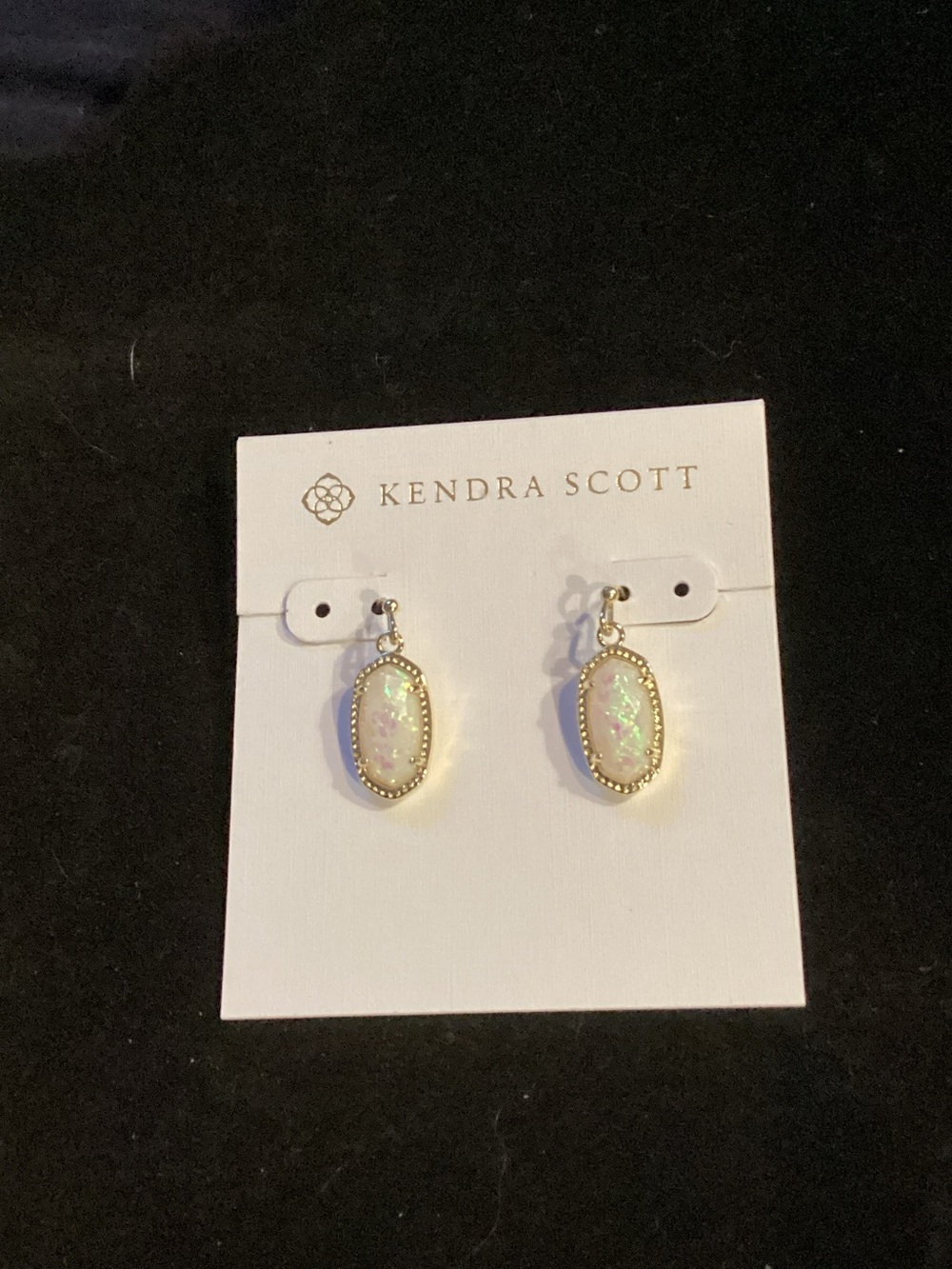 Kendra Scott Lee Gold Drop lab grown Opal Iridescent Drop Earrings